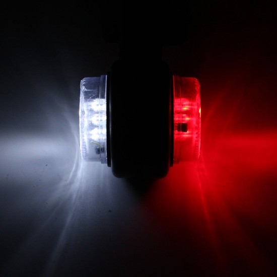 Pair LED Double Side Marker Clearance Lights Lamp Red White for 12V 24V Truck Trailer Caravan