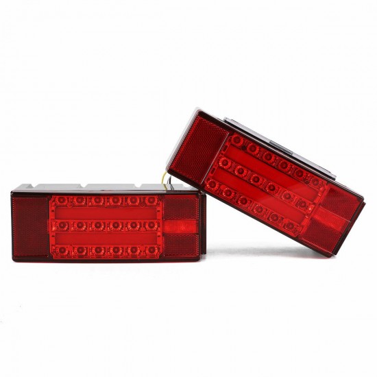 Pair LED Rectangle Stud Stop Turn Tail Lights Waterproof Red for Truck Trailer Boat