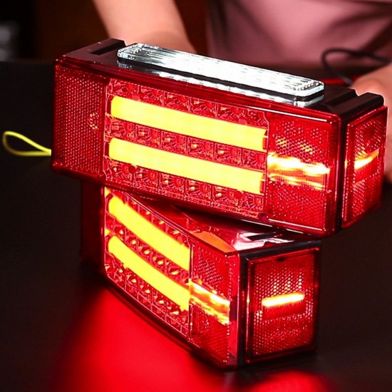 Pair LED Rectangle Stud Stop Turn Tail Lights Waterproof Red for Truck Trailer Boat Pair LED Rectangle Stud Stop Turn Tail Lights Waterproof Red for Truck Trailer Boat