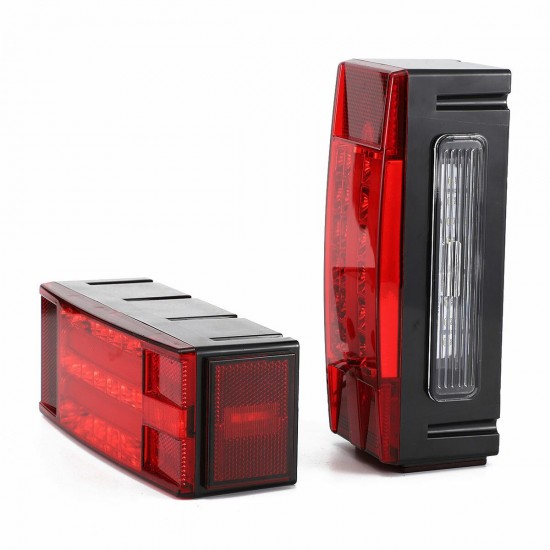 Pair LED Rectangle Stud Stop Turn Tail Lights Waterproof Red for Truck Trailer Boat Pair LED Rectangle Stud Stop Turn Tail Lights Waterproof Red for Truck Trailer Boat