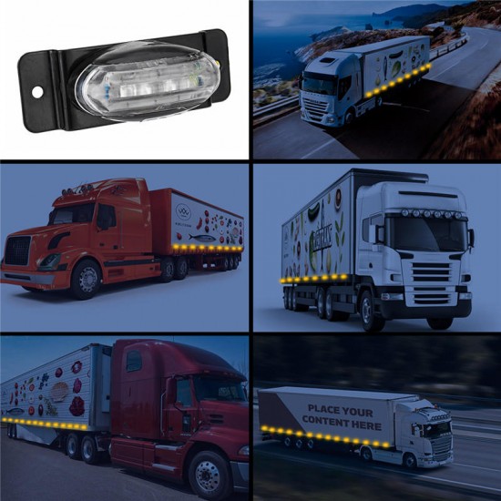 Yellow 24V LED Side Marker Lights License Plate Lamp Piranha Style with stand for Truck Trailer