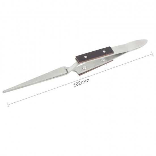162mm Cross Lock Reverse Tweezers With Straight Tips Fiber Wooden Grip for Craft Hobby Jewelry Model Making Soldering Tool 162mm Cross Lock Reverse Tweezers With Straight Tips Fiber Wooden Grip for Craft Hobby Jewelry Model Making Soldering Tool