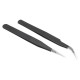 2pcs Antistatic Harder Mini Stainless Steel Tweezer Straight and Elbow Head Tweezer