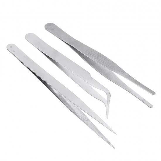 3 In 1 Stainless Steel Tweezer Straight/Flat/Elbow Head Tweezer 3 In 1 Stainless Steel Tweezer Straight/Flat/Elbow Head Tweezer
