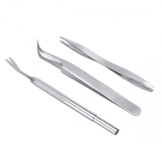 3Pcs Stainless Steel Tweezers Set Lice Remover Grooming Tweezer Tools