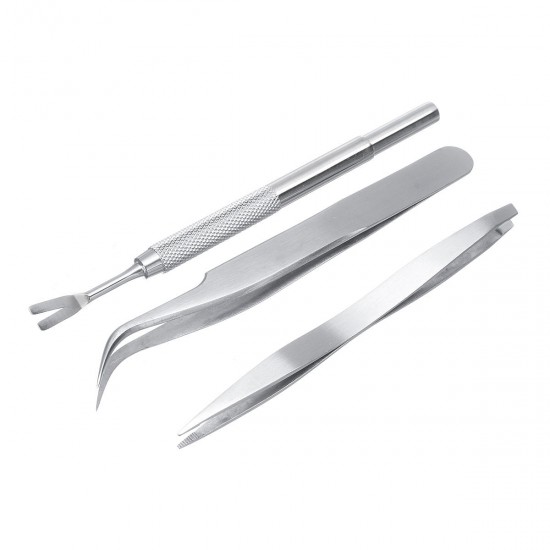 3Pcs Stainless Steel Tweezers Set Lice Remover Grooming Tweezer Tools