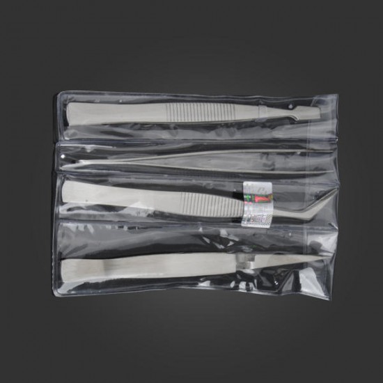 4 Pcs/Kit Mini Portable Silver White Different Shapes BGA Tweezers 4 Pcs/Kit Mini Portable Silver White Different Shapes BGA Tweezers