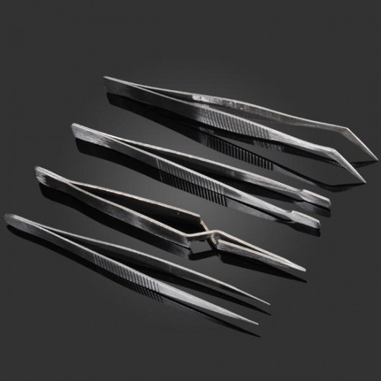 4 Pcs/Kit Mini Portable Silver White Different Shapes BGA Tweezers 4 Pcs/Kit Mini Portable Silver White Different Shapes BGA Tweezers