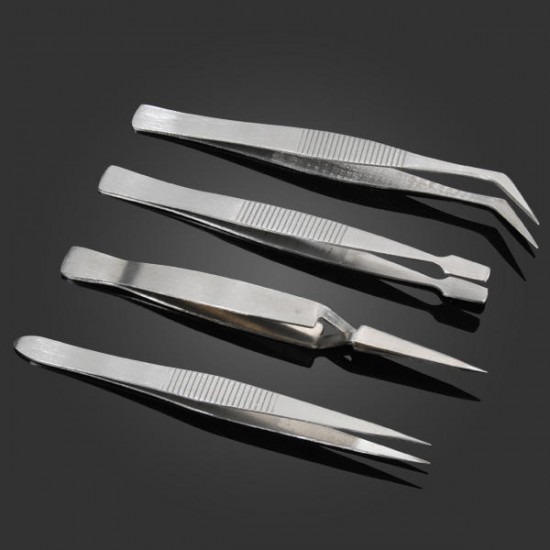 4 Pcs/Kit Mini Portable Silver White Different Shapes BGA Tweezers 4 Pcs/Kit Mini Portable Silver White Different Shapes BGA Tweezers