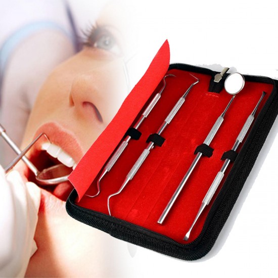 4Pcs Dental Mirror Stainless Steel Dental Tools Kit Mouth Mirror Dental Kit Instrument Dental Pick