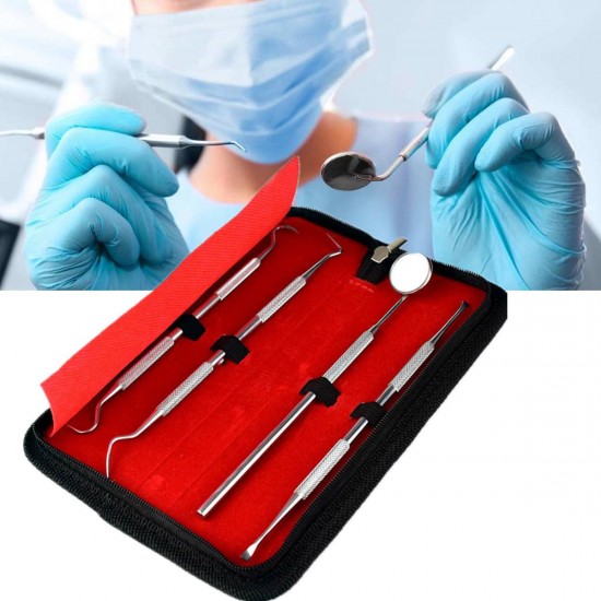 4Pcs Dental Mirror Stainless Steel Dental Tools Kit Mouth Mirror Dental Kit Instrument Dental Pick
