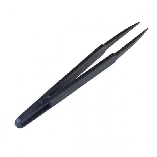 6pcs Black Anti-static Plastic Tweezers Heat Resistant Repair Tool