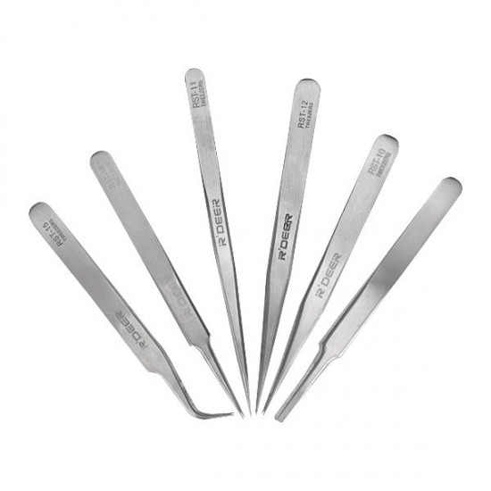 6pcs RST10-15 High-Precision Stainless Steel Pointed Tweezers Electronics Tweezers Set 6pcs RST10-15 High-Precision Stainless Steel Pointed Tweezers Electronics Tweezers Set