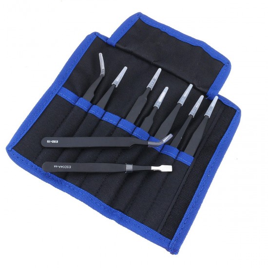 9 Pcs ESD Tweezer Anti-static Stainless Steel Precisiion Tweezers for Electronics Nail Beauty 9 Pcs ESD Tweezer Anti-static Stainless Steel Precisiion Tweezers for Electronics Nail Beauty