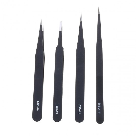 9 Pcs ESD Tweezer Anti-static Stainless Steel Precisiion Tweezers for Electronics Nail Beauty 9 Pcs ESD Tweezer Anti-static Stainless Steel Precisiion Tweezers for Electronics Nail Beauty