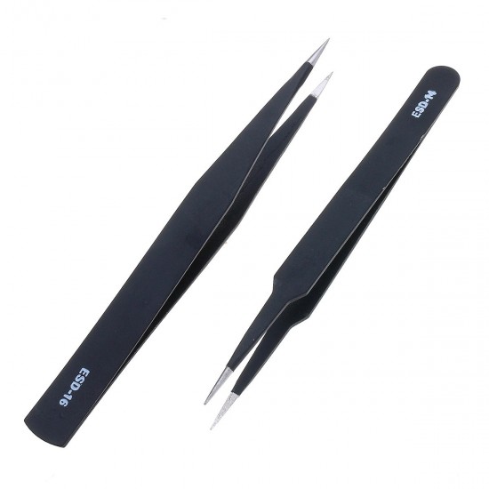 9 Pcs ESD Tweezer Anti-static Stainless Steel Precisiion Tweezers for Electronics Nail Beauty 9 Pcs ESD Tweezer Anti-static Stainless Steel Precisiion Tweezers for Electronics Nail Beauty