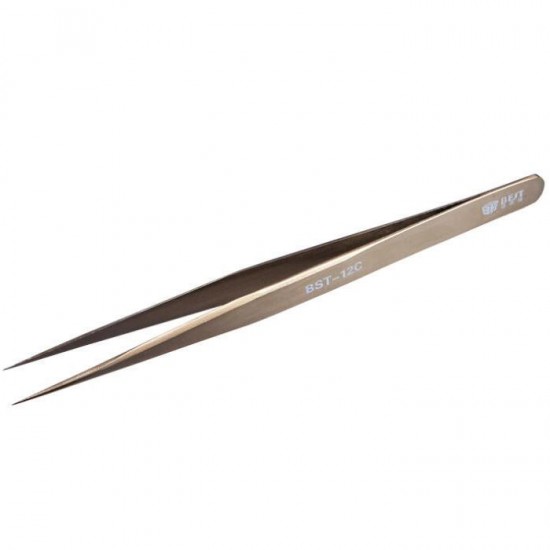 BST-12C Mobile Phone Repair Tools Stainless Steel Pointed Tweezer Anti-magnetic Anti-acid