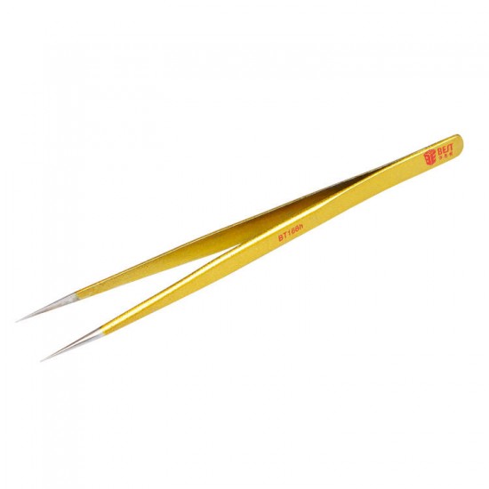 BST-168H High Quality 202 Gold-plated Stainless Steel Eyelash Extension Pointed Tweezer