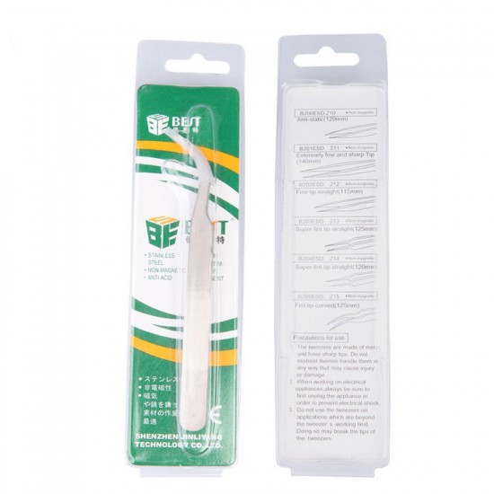 BST-215 SA New Stainless Steel Industrial Anti-static Tweezer Watchmaker Repair Tools Excellent Quality BST-215 SA New Stainless Steel Industrial Anti-static Tweezer Watchmaker Repair Tools Excellent Quality