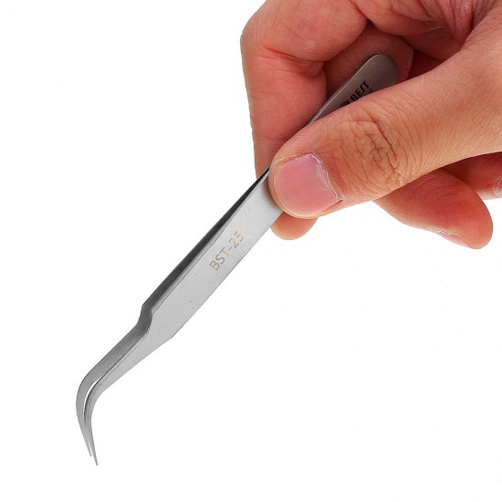 BST-25 High-end Precision Tweezers Anti-skid Plus Hard High Toughness Tip Tweezers Curved Tweezers BST-25 High-end Precision Tweezers Anti-skid Plus Hard High Toughness Tip Tweezers Curved Tweezers