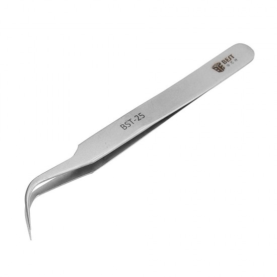 BST-25 High-end Precision Tweezers Anti-skid Plus Hard High Toughness Tip Tweezers Curved Tweezers