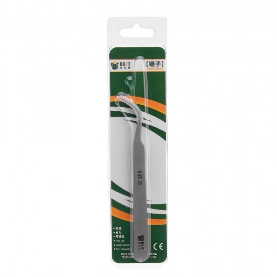 BST-25 High-end Precision Tweezers Anti-skid Plus Hard High Toughness Tip Tweezers Curved Tweezers BST-25 High-end Precision Tweezers Anti-skid Plus Hard High Toughness Tip Tweezers Curved Tweezers