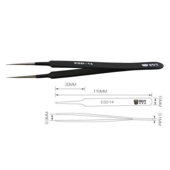 BST-ESD-14 Precision Tweezer Antistatic Tweezers Stainless Tweezers Model Pointed