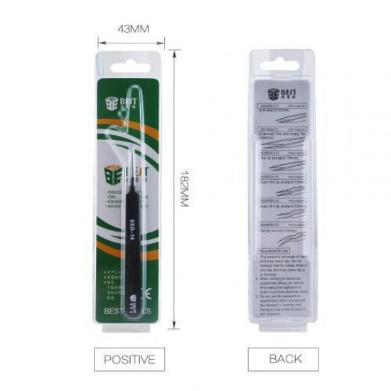 BST-ESD-14 Precision Tweezer Antistatic Tweezers Stainless Tweezers Model Pointed BST-ESD-14 Precision Tweezer Antistatic Tweezers Stainless Tweezers Model Pointed