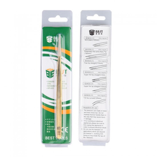 BST-SS-SA Gold Plated Tip Tweezer Precision Tweezers Laid Special Hard Wear-resistant Stainless Steel Tweezer BST-SS-SA Gold Plated Tip Tweezer Precision Tweezers Laid Special Hard Wear-resistant Stainless Steel Tweezer