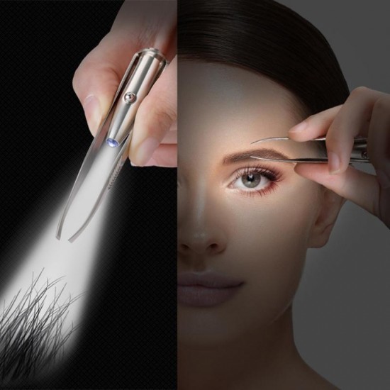 Eyebrow Hair Removal LED Eyebrow Tweezer Portable Stainless Steel Eyebrow Clip With Light Makeup Tools