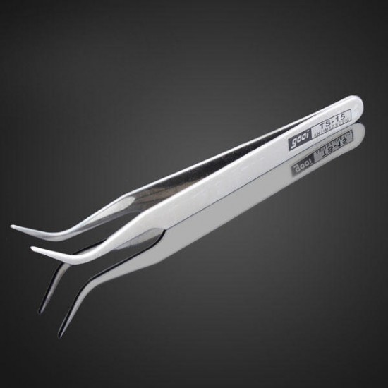 TS - 15 1mm 45° Curved Tweezers High Precision RhinTweezers