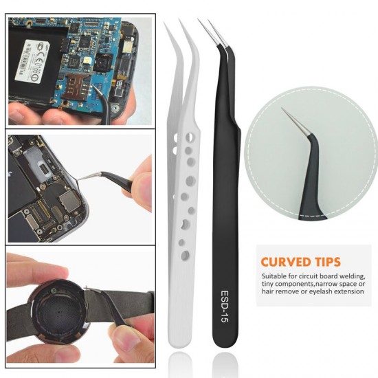 9Pcs Tweezers Set Stainless Steel Anti-static Precision Tweezers for Electronic Mobile Phone Repair Tools Hand Tools 9Pcs Tweezers Set Stainless Steel Anti-static Precision Tweezers for Electronic Mobile Phone Repair Tools Hand Tools