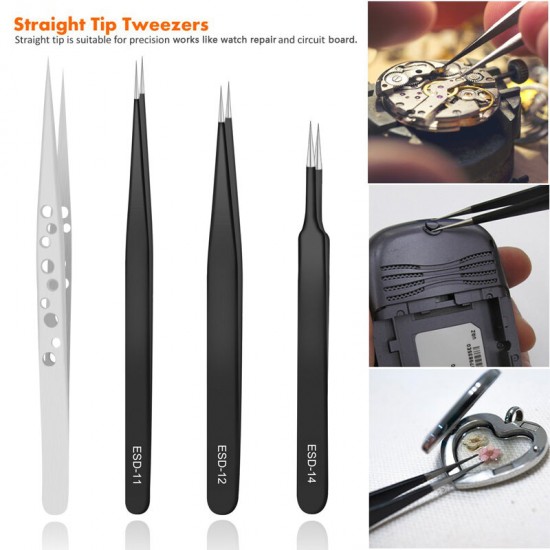 9Pcs Tweezers Set Stainless Steel Anti-static Precision Tweezers for Electronic Mobile Phone Repair Tools Hand Tools 9Pcs Tweezers Set Stainless Steel Anti-static Precision Tweezers for Electronic Mobile Phone Repair Tools Hand Tools
