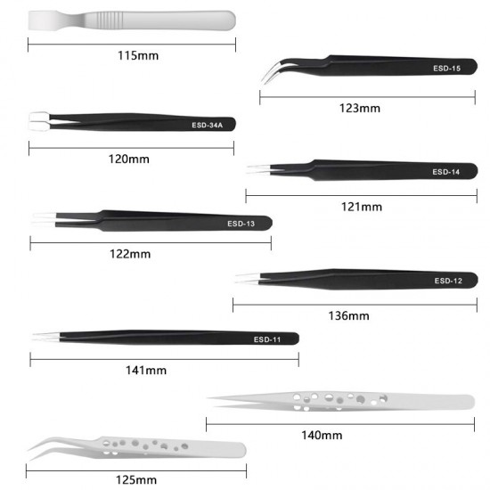 9Pcs Tweezers Set Stainless Steel Anti-static Precision Tweezers for Electronic Mobile Phone Repair Tools Hand Tools 9Pcs Tweezers Set Stainless Steel Anti-static Precision Tweezers for Electronic Mobile Phone Repair Tools Hand Tools