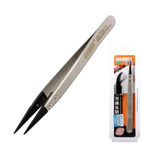 JM-T10-11 Stainless Steel Electronic Anti-static Tweezers Pointed and Curved Replaceable Tweezer Kit JM-T10-11 Stainless Steel Electronic Anti-static Tweezers Pointed and Curved Replaceable Tweezer Kit