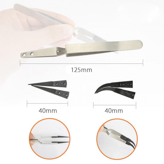 JM-T10-12 Adjustable Pointed Head Anti-static Stainless Steel Tweezer