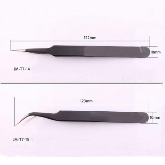 JM-T7-14 Stainless Steel DIY Electronic Pointed End Tweezer Forceps Maintenance Tools