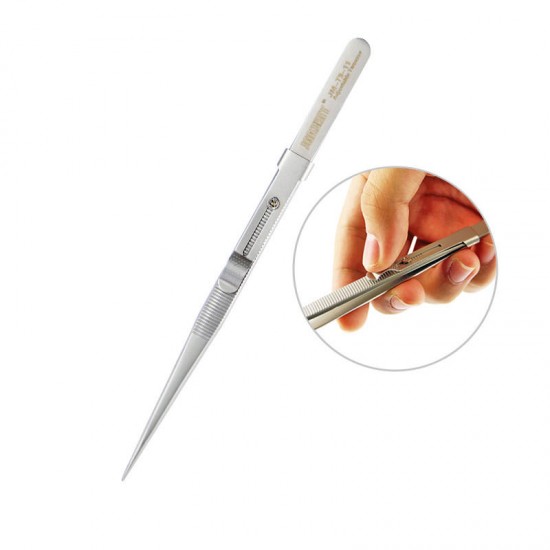 JM-T9-11 165mm Adjustable Tweezers Anti-static Stainless Steel Tweezers Straight Pointed Tip