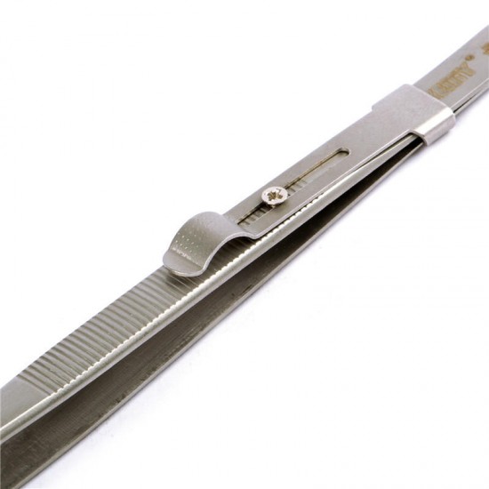 JM-T9-11 165mm Adjustable Tweezers Anti-static Stainless Steel Tweezers Straight Pointed Tip