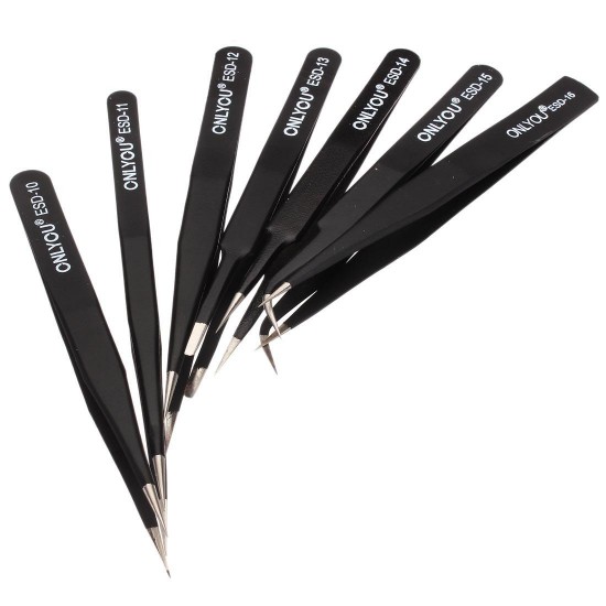ESD 7pcs BGA Precision Tweezer Set Anti Static Tweezers Stainless Tweezers ESD 7pcs BGA Precision Tweezer Set Anti Static Tweezers Stainless Tweezers