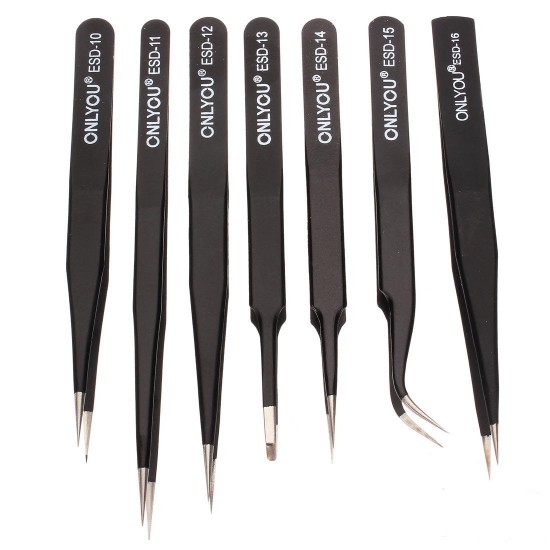 ESD 7pcs BGA Precision Tweezer Set Anti Static Tweezers Stainless Tweezers ESD 7pcs BGA Precision Tweezer Set Anti Static Tweezers Stainless Tweezers