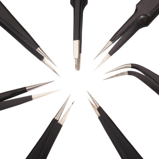 ESD 7pcs BGA Precision Tweezer Set Anti Static Tweezers Stainless Tweezers ESD 7pcs BGA Precision Tweezer Set Anti Static Tweezers Stainless Tweezers