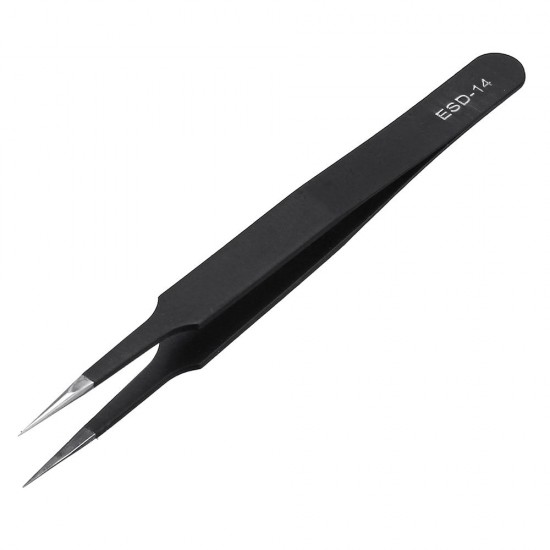 Stainless Steel Anti-static Curved Straight Tip Forceps Precision Soldering Tweezer Electronic ESD Tweezers Tool