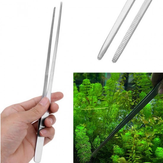 Stainless Steel Aquarium Long Straight Tweezer Aquatic Shrimp Reef Plant Grass Straight/Curved Tweezers