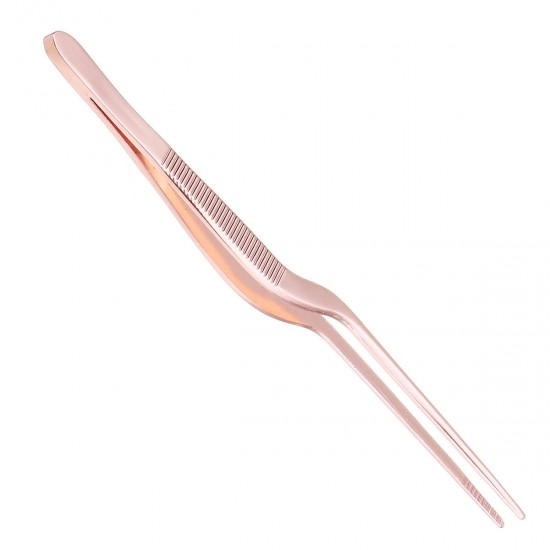 Stainless Steel Offset Tweezer Chef Plating Tongs Serving Presentation Rose Gold Stainless Steel Offset Tweezer Chef Plating Tongs Serving Presentation Rose Gold