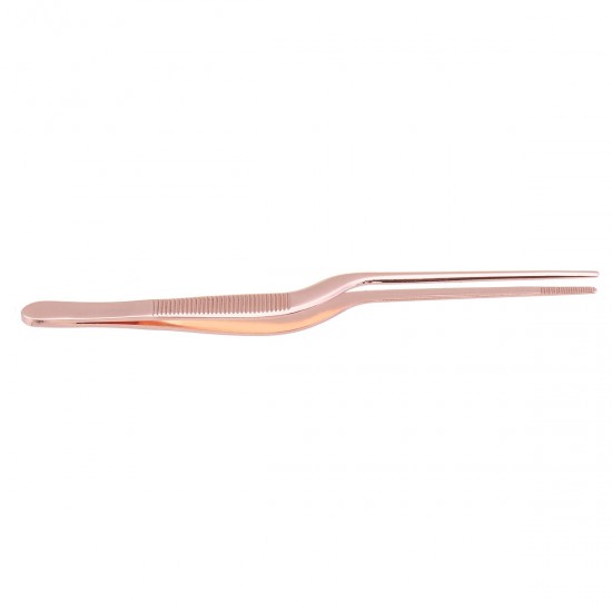 Stainless Steel Offset Tweezer Chef Plating Tongs Serving Presentation Rose Gold