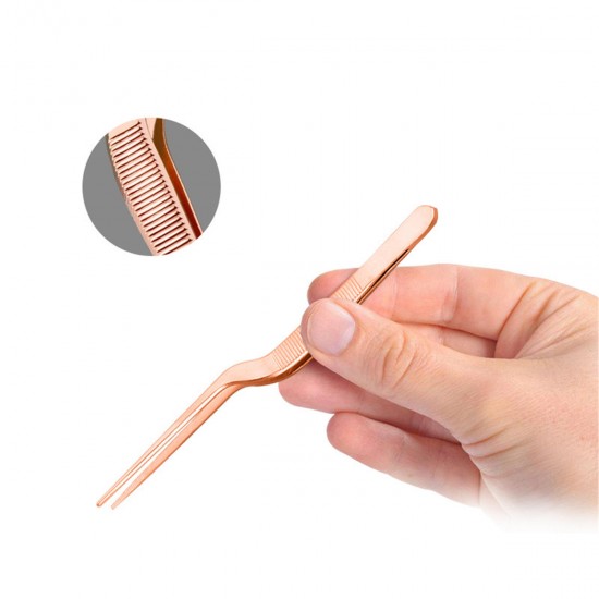 Stainless Steel Offset Tweezer Chef Plating Tongs Serving Presentation Rose Gold Stainless Steel Offset Tweezer Chef Plating Tongs Serving Presentation Rose Gold