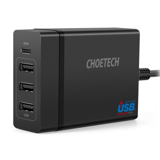 72W Multi Port USB Quick Charger Power Adapter for Smartphone Tablet Laptop