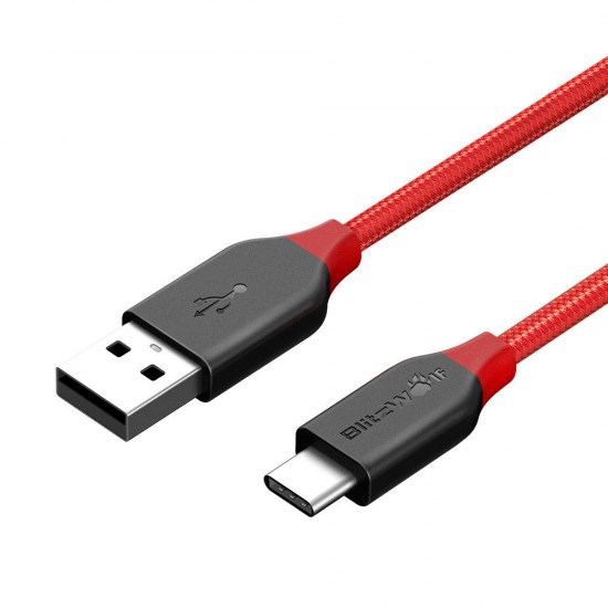 2 * BW-TC6 3A USB Type-C Braided Charging Data Cable 6ft/1.8m With Magic Tape Strap