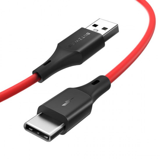 [3 Pack] BW-TC14 3A USB Type-C Cable Fast Charging Data Sync Transfer Cord Line 3ft/0.9m For Samsung Galaxy Note 20 Huawei P40 Mi10 OnePlus 8 red